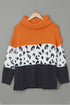 Turtleneck Splicing Chunky Knit Pullover Sweater